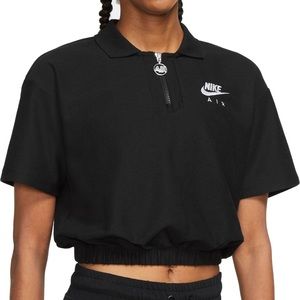 Nike Women's Black Crop Air Polo Shirt NWT Large